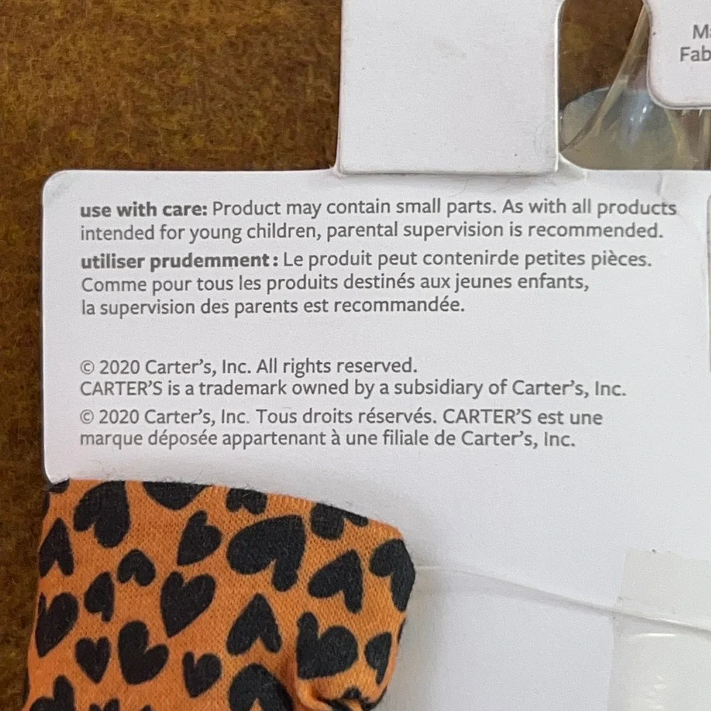 Carter's Baby 0-12M Orange Black Heart Print Turban 2-Pack Headwraps NWT